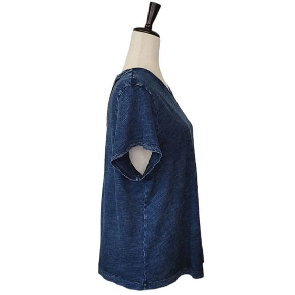 Universal Thread Indingo Distressed Open Back Detail Cap Sleeve Top Size XXL - Picture 3 of 7